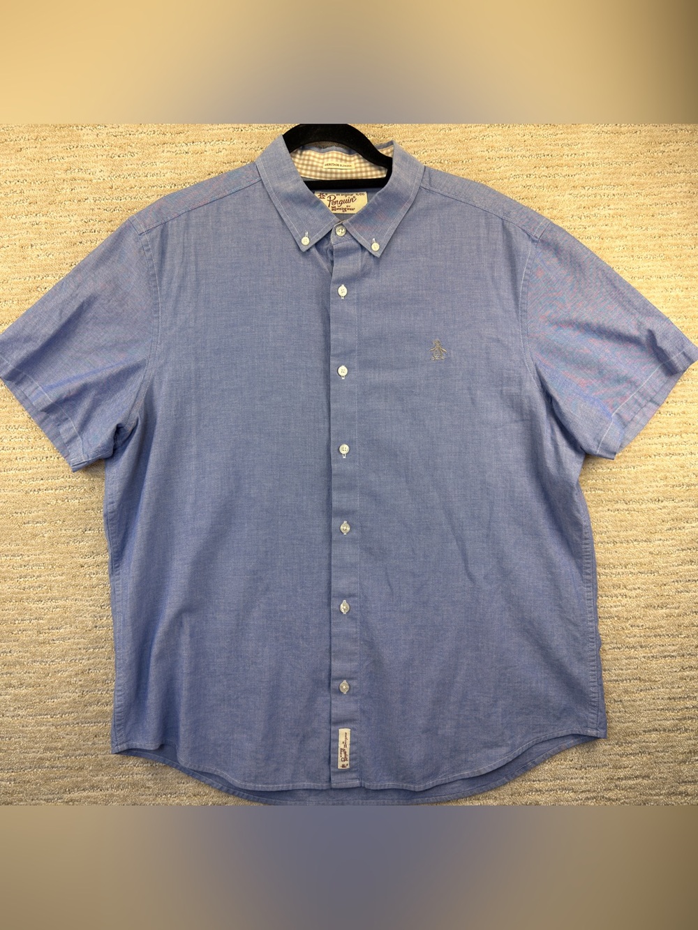 Excellent Original Penguin Short Sleeve Button-Down Shirt in Light Blue